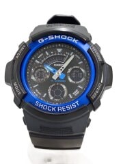 画像：クォーツ腕時計/アナログ/ラバー/BLK/BLK/AW-591