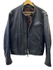 画像：シングルライダースジャケット/L/牛革/BLK/無地/韓国製