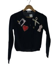 画像：ワッペン付カーディガン(薄手)/--/ウール/BLK/KT5253312