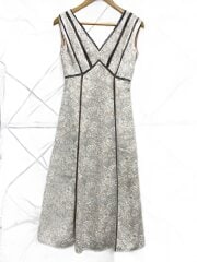 画像：ノースリーブワンピース/M/ポリエステル/WHT/総柄/hlt2009040