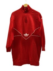 画像：長袖ワンピース/M/コットン/RED/無地/IC5383//