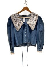 画像：長袖ブラウス/34/コットン/BLU