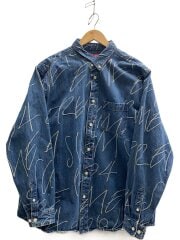 画像：23AW/handwriting jacquard denim shirt/XL/コットン/BLU