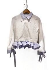 画像：カーディガン(薄手)/one/レーヨン/WHT/ストライプ/SWNT261199