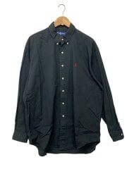 画像：長袖シャツ/XL/コットン/BLK/無地
