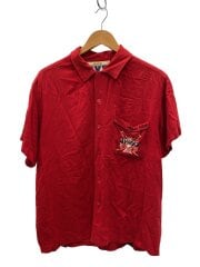 画像：半袖シャツ/S/コットン/RED/無地