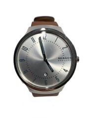 画像：クォーツ腕時計/アナログ/レザー/SLV/BRW/skw6522