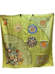 画像：カレ90/SULFURE6PRESSE PAPIERS/スカーフ/シルク/GRN/レディース