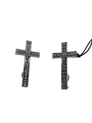 画像：クロスイヤリング/--/SLV/レディース/片方キャッチ欠品