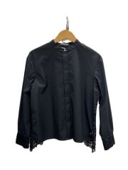 画像：長袖シャツ/38/コットン/BLK/無地/03-4108270