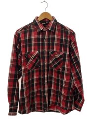 画像：ネルシャツ/M/コットン/RED/チェック/90s/