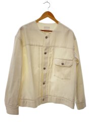 画像：ジャケット/L/コットン/WHT/無地/51-234-05-020076/ホワイト/ノーカラー/Gジャン