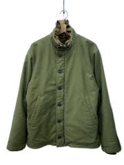 画像：ミリタリージャケット/--/コットン/緑/無地/N-1/デッキジャケット/裏地レオパード