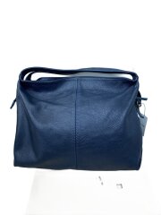 画像：トートバッグ/レザー/紺/無地/シボ革