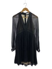 画像：長袖ワンピース/36/シルク/BLK/17SR001-17S011