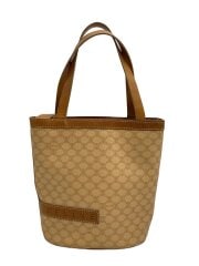 画像：バケットバッグ/PVC/BEG/総柄/持ち手部使用感有