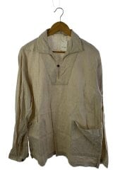 画像：ワークスモックシャツ/長袖シャツ/3/リネン/BEG/無地/02222-0044