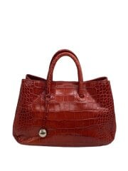 画像：ハンドバッグ/レザー/RED/角擦れ使用感有