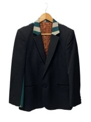 画像：KOOKS ストライプ切替 1B テーラードジャケット/3/BLK/黒タグ