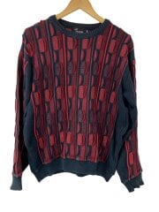 画像：R/3D/ニット・セーター(厚手)/カナダ製/90s/M/コットン/RED/総柄