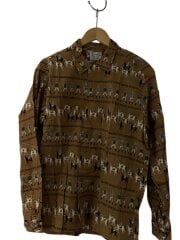 画像：60s/円タグ/日焼け、変色有/長袖シャツ/L/BRW/総柄