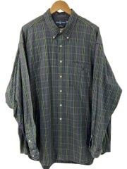 画像：RL/BIGSHIRT/長袖BDシャツ/XXL/コットン/NVY/チェック/袖口ダメージ