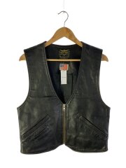 画像：ベスト/FREE/レザー/BRW/無地