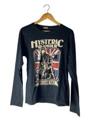 画像：長袖Tシャツ/M/コットン/BLK/プリント/4CL-5542