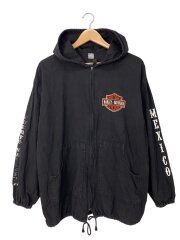 画像：ジップパーカー/L/コットン/BLK/無地