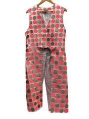 画像：ロングベスト/L/ポリエステル/マルチカラー/ドット/pn-v002