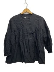 画像：長袖ブラウス/--/コットン/BLK/無地/portom19121