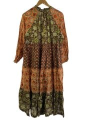 画像：長袖ワンピース/one/コットン/BRW/総柄/1814252400041