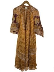 画像：長袖ワンピース/FREE/コットン/YLW/総柄/231-3137