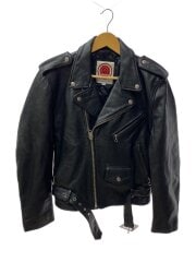 画像：ダブルライダースジャケット/M/レザー/BLK/無地