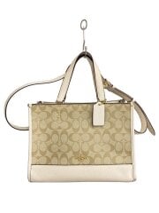 画像：デンプシー・キャリーオール_シグネチャー_アイボリーレザー/--/BEG