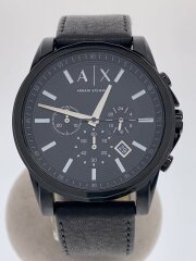 画像：アウターバンクス_QZ_SS/レザー_44mm/アナログ/BLK