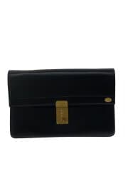 画像：セカンドバッグ/レザー/BLK/無地