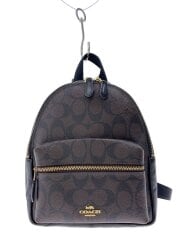 画像：ミニ・チャーリー・バックパック_シグネチャー_ブラウンレザー/--/BRW