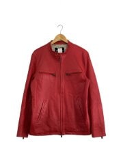 画像：シングルライダースジャケット/5/山羊革/RED/無地/DBL020