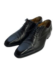 画像：内羽根/ストレートチップ/白ステッチ/7653/シューズ/UK6.5/BLK