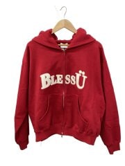 画像：ジップパーカー/L/コットン/RED/BU0158