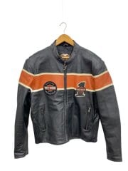 画像：シングルライダースジャケットレザージャケット・ブルゾン/L/レザー/BLK