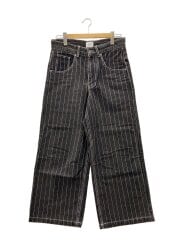 画像：ボトム/M/コットン/BLK/ストライプ/bu0088/BU stripe denim