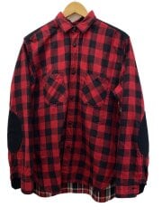 画像：長袖シャツ/M/コットン/RED/チェック/WH-B012