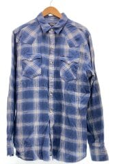 画像：Linen western/長袖シャツ/L/コットン/BLU/チェック