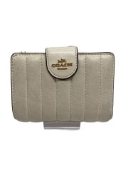 画像：リニア・キルティング・レザー・ミディアム・コーナージップ・ウォレット_ホワイト/--/WHT/レディース