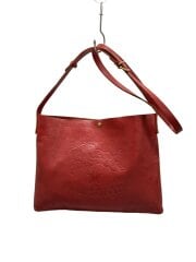 画像：ショルダーバッグ/レザー/RED/無地/内側汚れあり/角スレあり/黄色の汚れあ