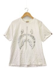 画像：Tシャツ/M/コットン/WHT/プリント/シミ有//