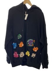 画像：ジップパーカー/XL/コットン/BLK/124078