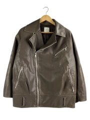 画像：レザージャケット・ブルゾン/S/フェイクレザー/BRW/無地/124425141
